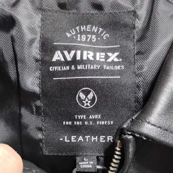 SALE! New Avirex Black Embroidered Leather Bomber Jacket Patches USA Sz.L - Picture 5 of 11